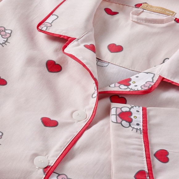 Hello Kitty pottery barn teen PJs Hearts Organic Cotton Percale Pajama Set small - Picture 5 of 16